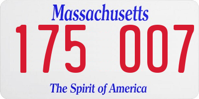 MA license plate 175OO7