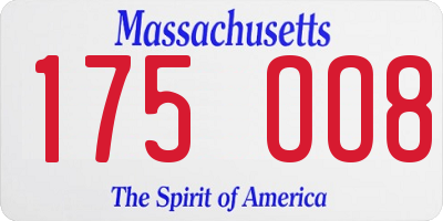 MA license plate 175OO8