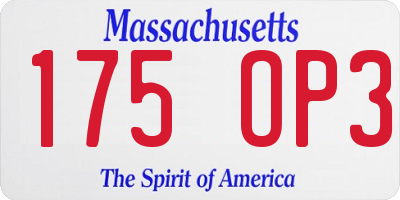 MA license plate 175OP3