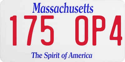 MA license plate 175OP4