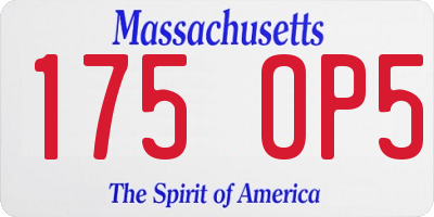 MA license plate 175OP5