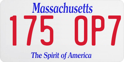 MA license plate 175OP7
