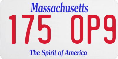 MA license plate 175OP9