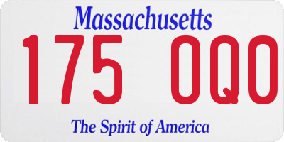 MA license plate 175OQ0