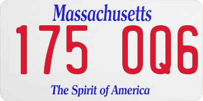 MA license plate 175OQ6