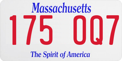 MA license plate 175OQ7