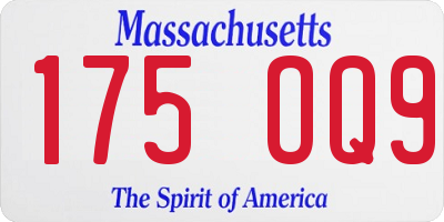 MA license plate 175OQ9