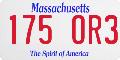 MA license plate 175OR3