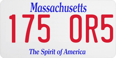 MA license plate 175OR5