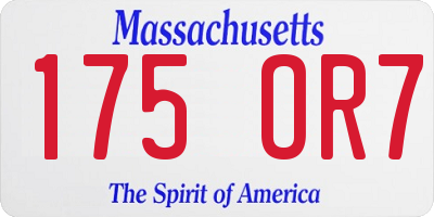 MA license plate 175OR7