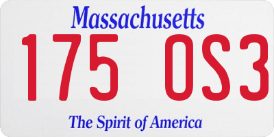 MA license plate 175OS3