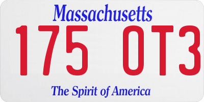 MA license plate 175OT3