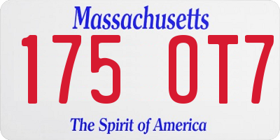 MA license plate 175OT7