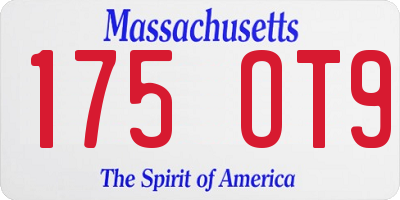 MA license plate 175OT9