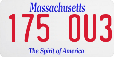 MA license plate 175OU3