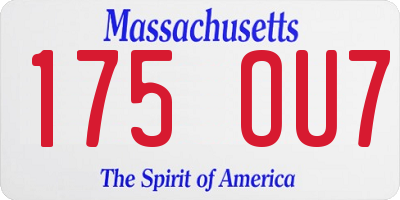 MA license plate 175OU7