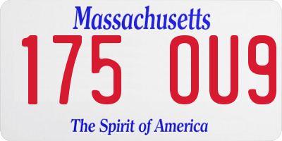 MA license plate 175OU9