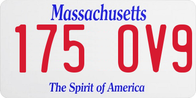 MA license plate 175OV9