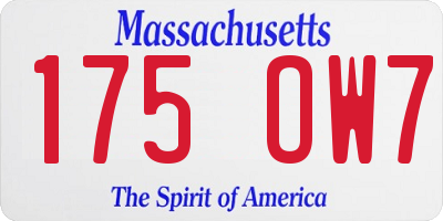 MA license plate 175OW7