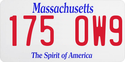 MA license plate 175OW9