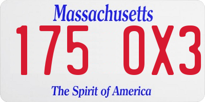 MA license plate 175OX3
