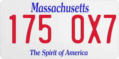 MA license plate 175OX7