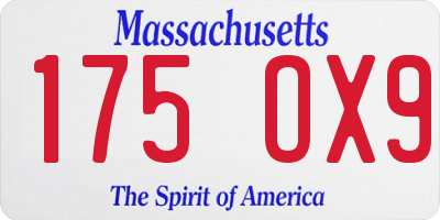 MA license plate 175OX9