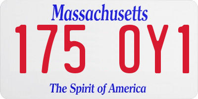 MA license plate 175OY1