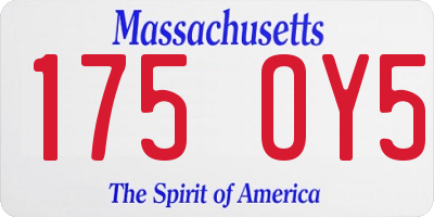 MA license plate 175OY5