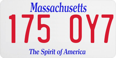 MA license plate 175OY7