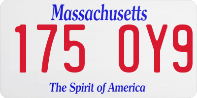 MA license plate 175OY9