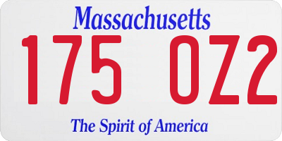 MA license plate 175OZ2