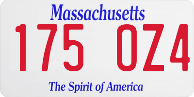 MA license plate 175OZ4
