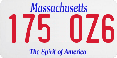 MA license plate 175OZ6