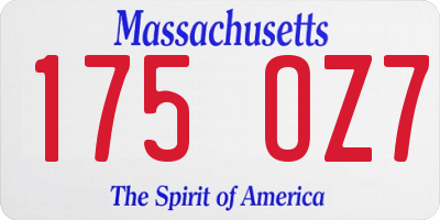 MA license plate 175OZ7