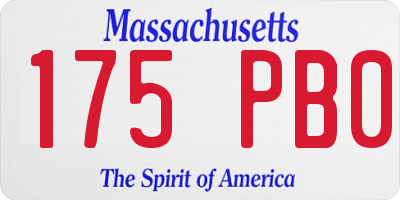 MA license plate 175PB0