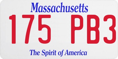 MA license plate 175PB3