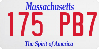 MA license plate 175PB7