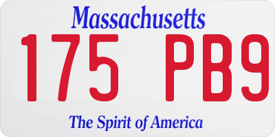 MA license plate 175PB9