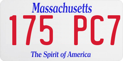 MA license plate 175PC7