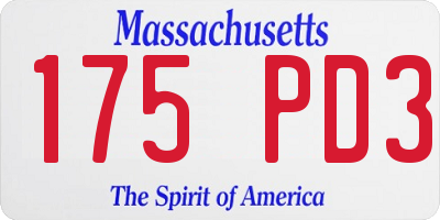 MA license plate 175PD3