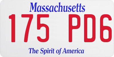 MA license plate 175PD6