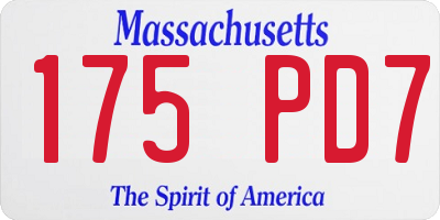 MA license plate 175PD7