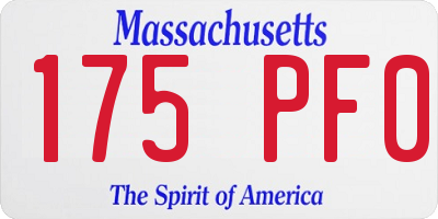 MA license plate 175PF0