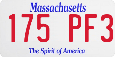 MA license plate 175PF3