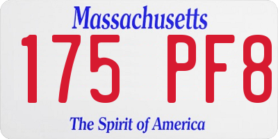 MA license plate 175PF8