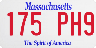 MA license plate 175PH9