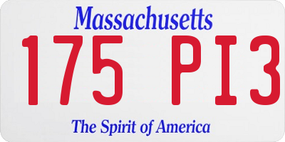 MA license plate 175PI3