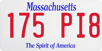 MA license plate 175PI8