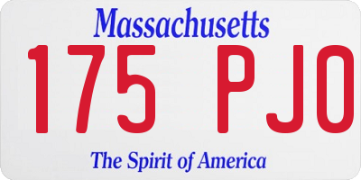 MA license plate 175PJ0